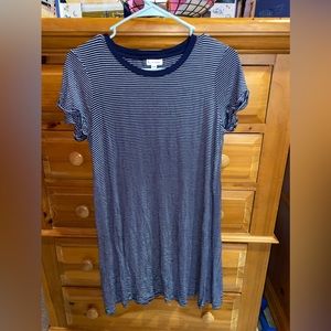 blue and white striped dress size medium